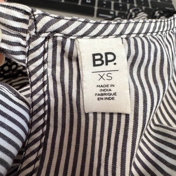 BP. Women's Black White Striped Embroidered Floral Ruffle Mini Dress Size XS - Picture 6 of 7